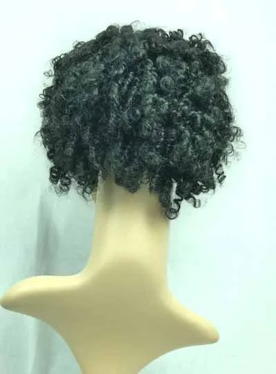 Top Quality Custom Elegant African American Hairstyle Short Curly Natural Black Wig 12 Inches100% Human Hair