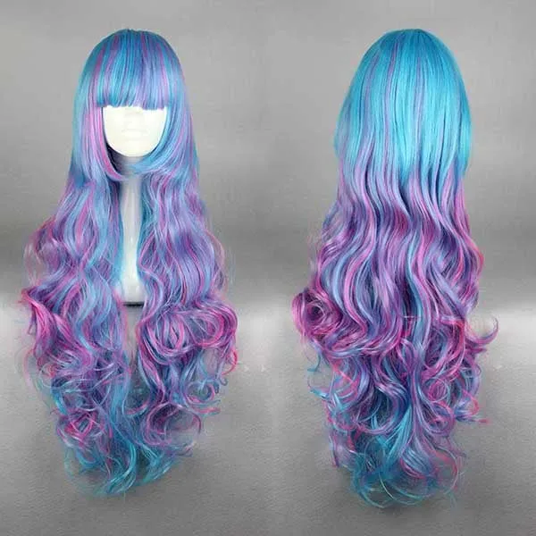 Lovely Lolita Long Curly Mixed Color Cosplay Wig