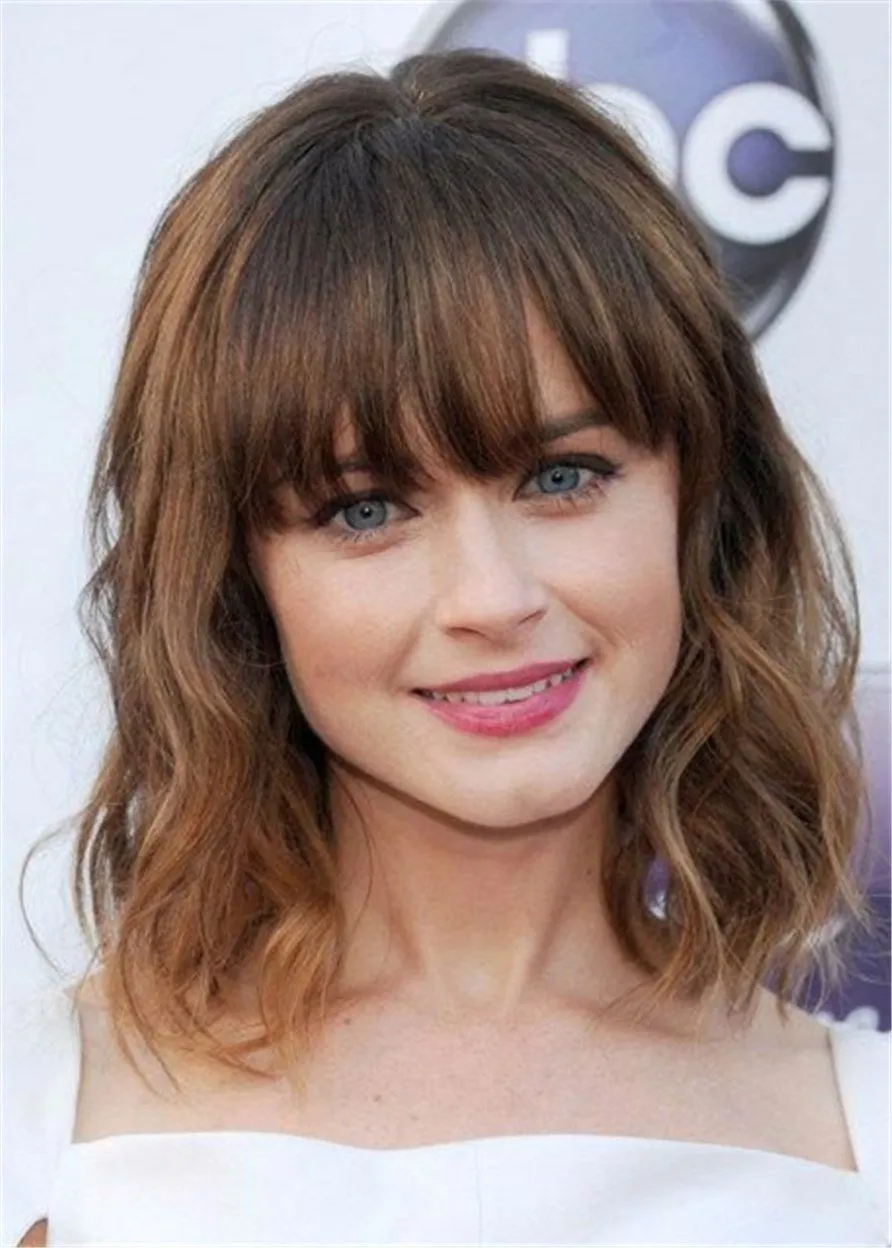 Fringe Hairstyles Medium Bob Synthetic Hair Wig For Women