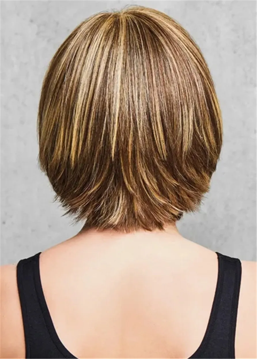 Short Bob Voluminous Shag Synthetic Natutal Straight Hair Capless Wigs12 Inch