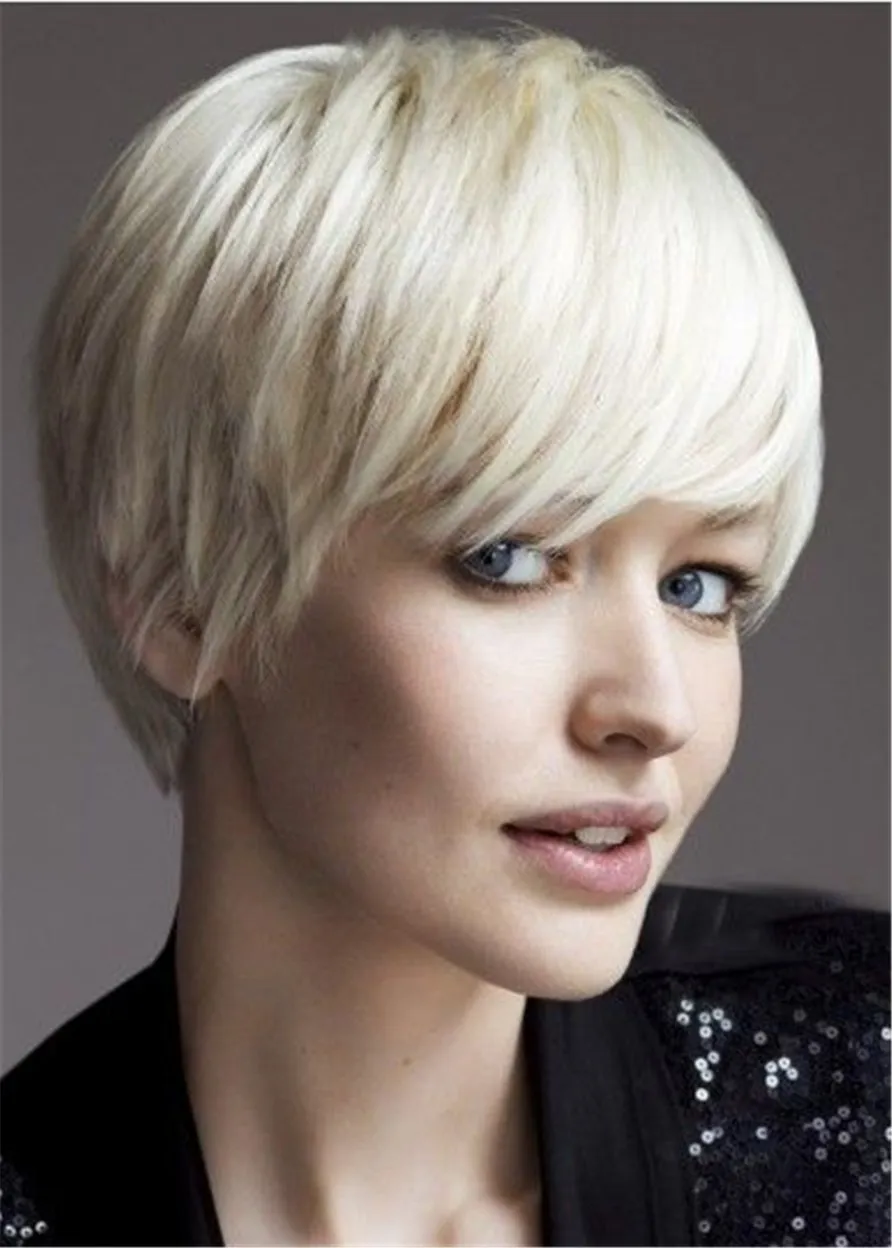 Short Cut Chopp Straight Human Hair Capless Wigs 10 Inches