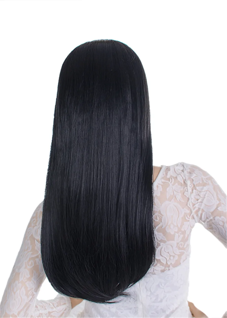 Headband Wig Natural Straight Synthetic Hair Wigs With Bang For Black Women