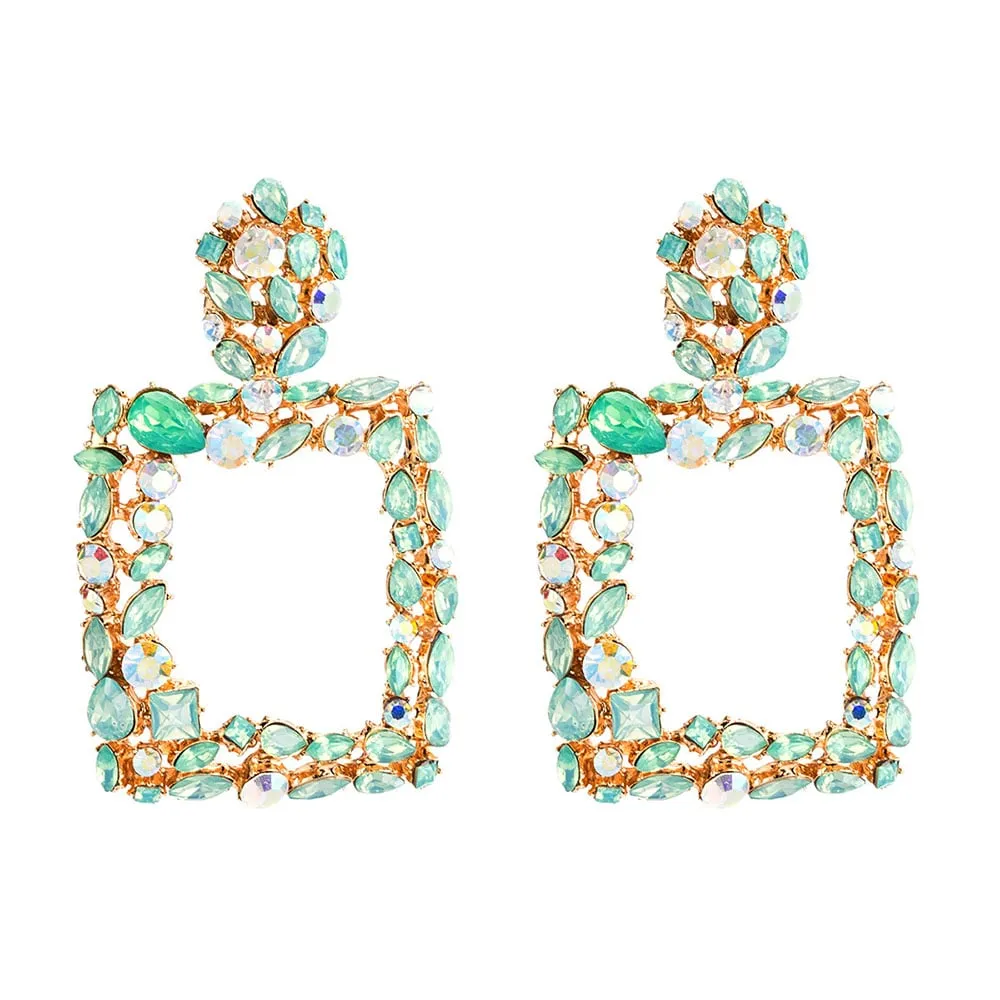 Square Diamante Hollow Out Earrings