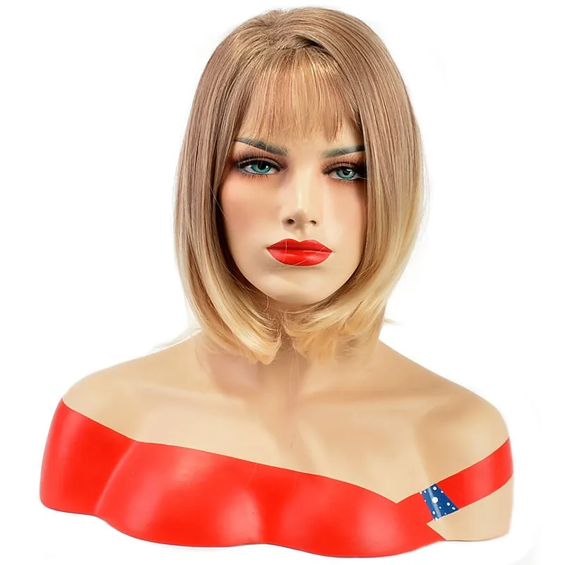 Straight Bob Medium Straight Capless 12 Inches Synthetic Capless Wigs