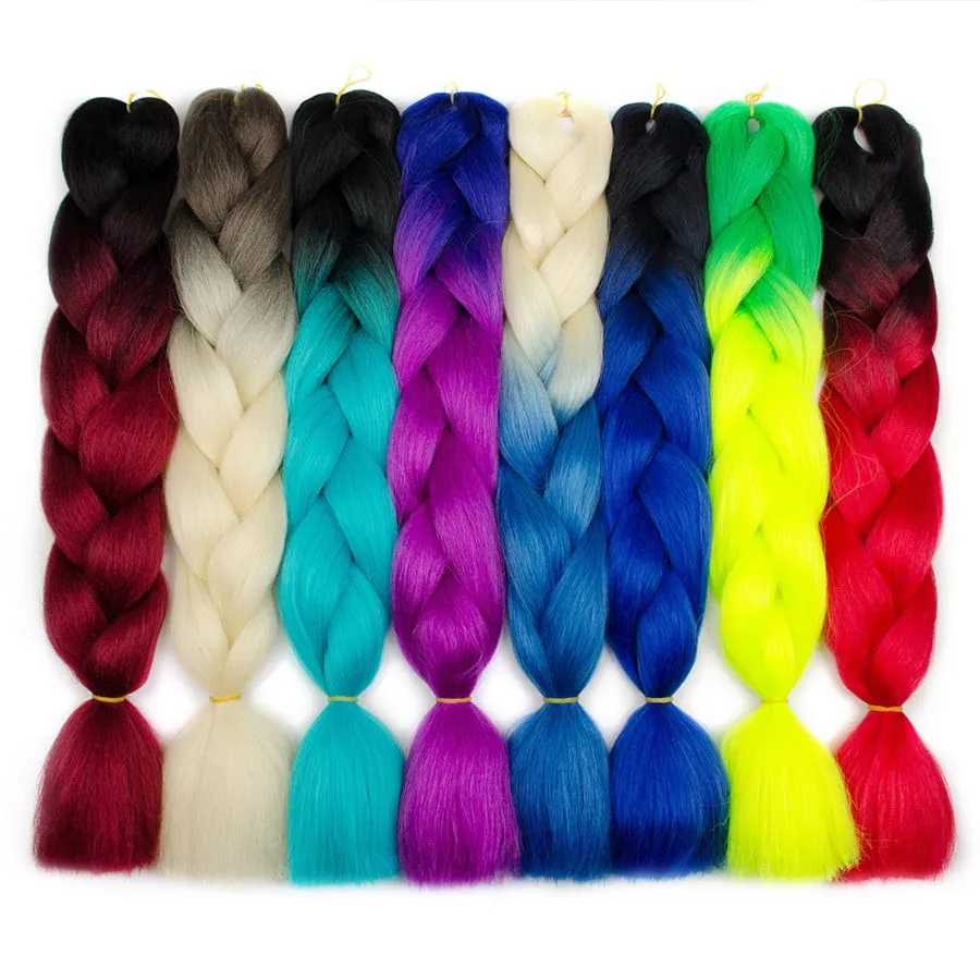 Ombre Synthetic Kanekalon Braiding Hair Crochet Braids False Hair Extensions