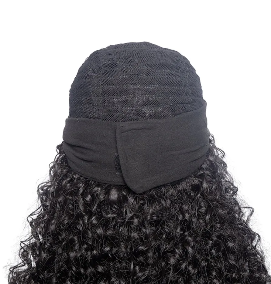 Headband Wig Kinky Curly Synthetic Hair Wigs With Bang for African American