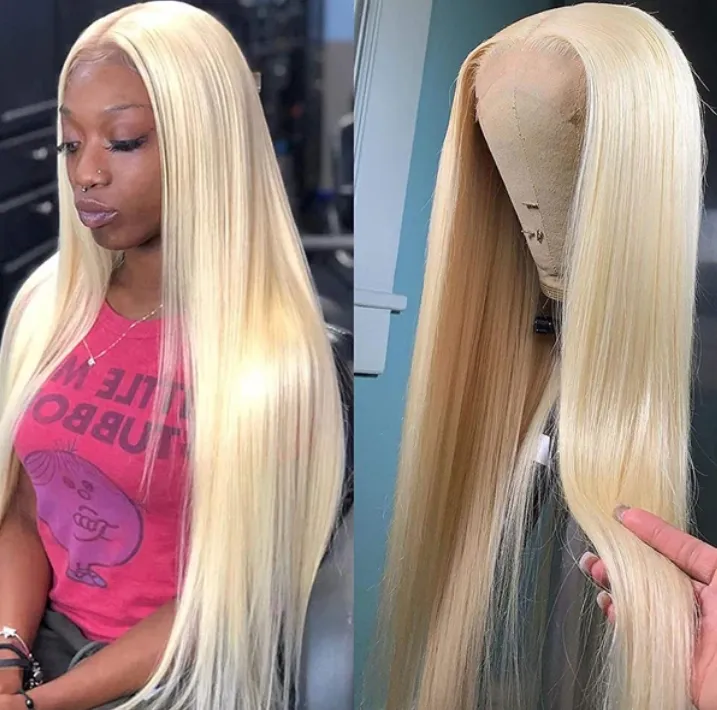 Glueless 40 Inch 613 Blonde Long Wigs 13x4 HD Transparent Lace Front Wigs Straight Lace Frontal Human Hair Wigs