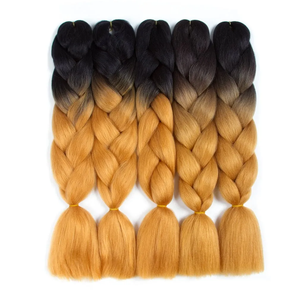 Ombre Synthetic Kanekalon Braiding Hair Crochet Braids False Hair Extensions