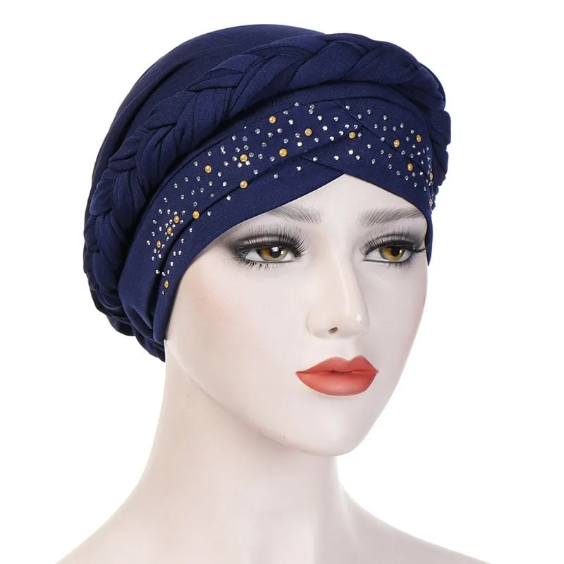 Paillette Pure Colour Turban For Women