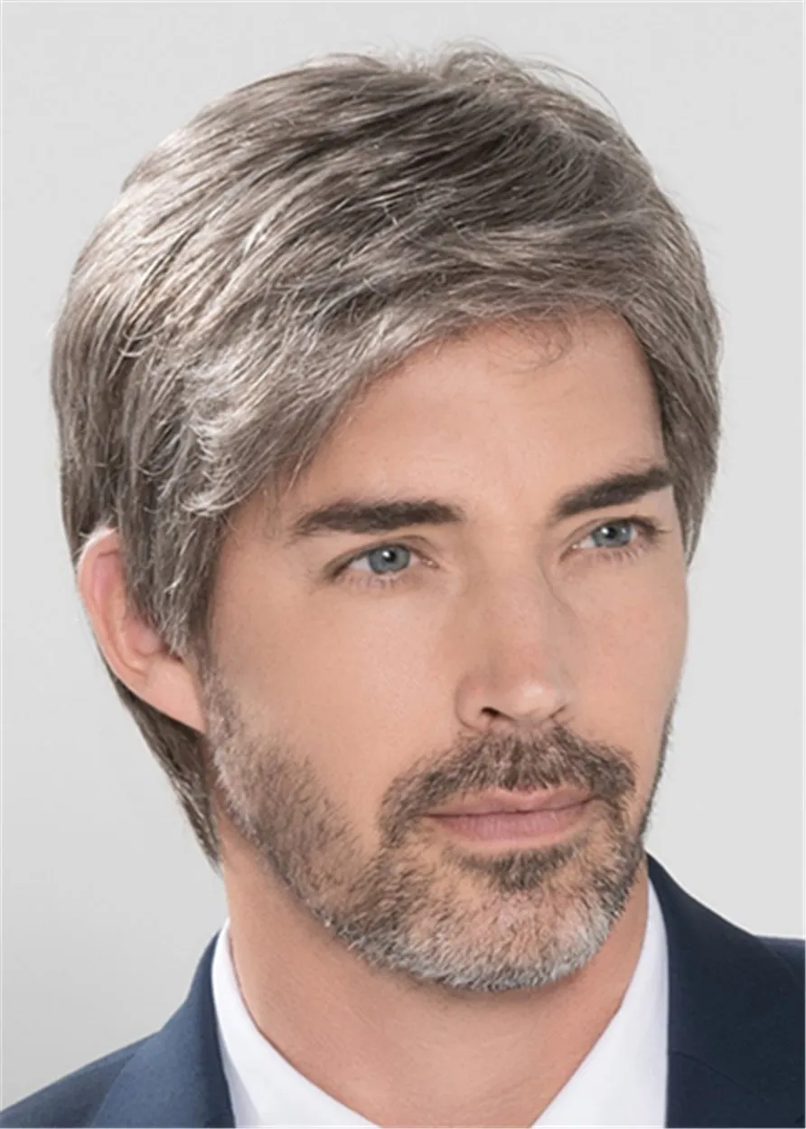 Side Part Short Straight Synthetic Hair Capless Men's Wig