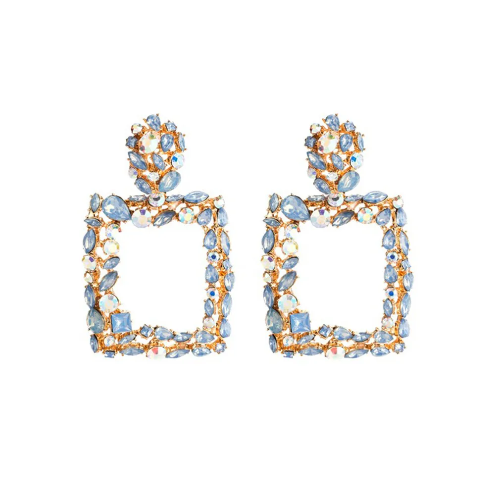 Square Diamante Hollow Out Earrings