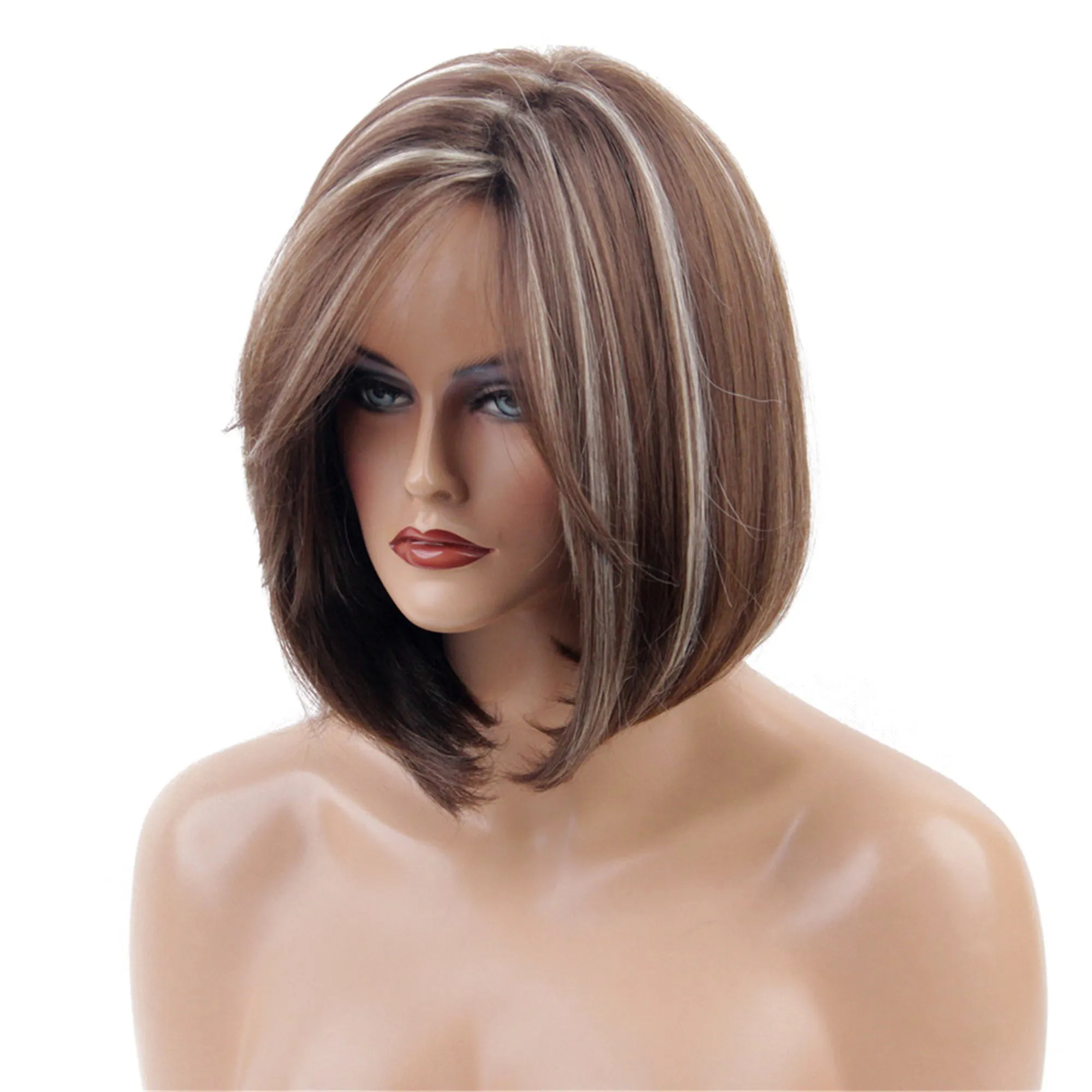 Shoulder Length Bob Style Synthetic Capless Women Wigs