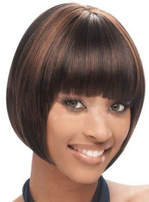 Full Bang Short Bob Capless Synthetic Hair Wigs 10 Inches