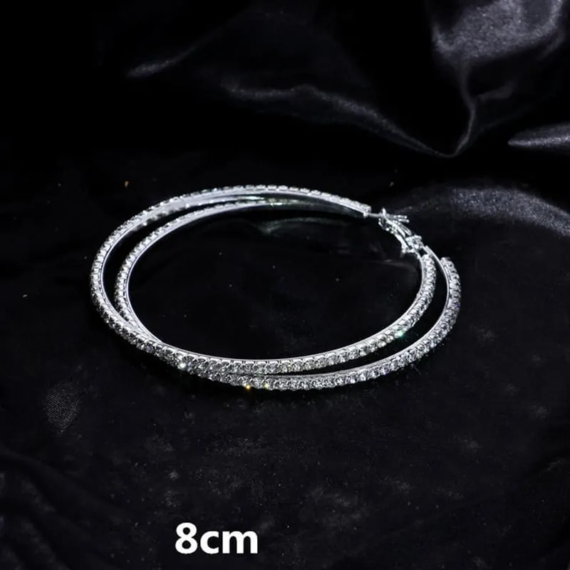 Adult Women/Ladies European Style Plain Pattern Silver Hoop Earrings