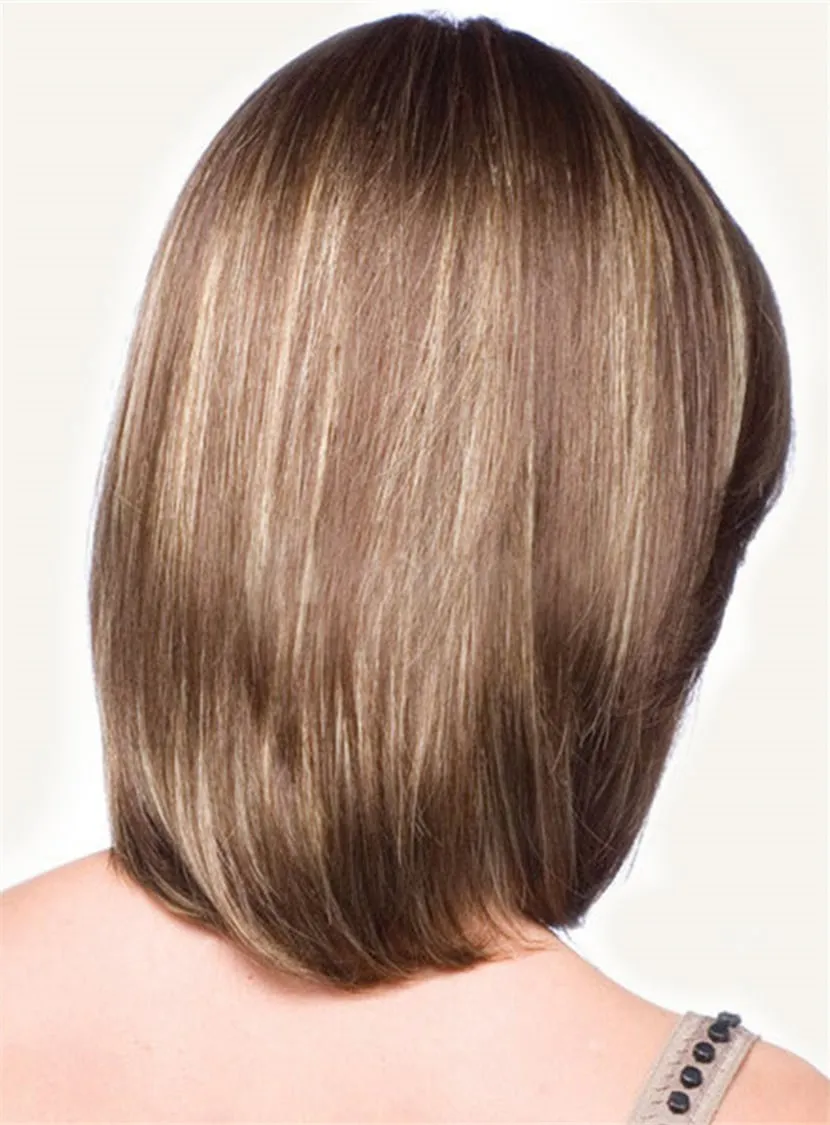 Short Straight Invert Bob Side Fringe Synthetic Capless Wigs 10 Inches