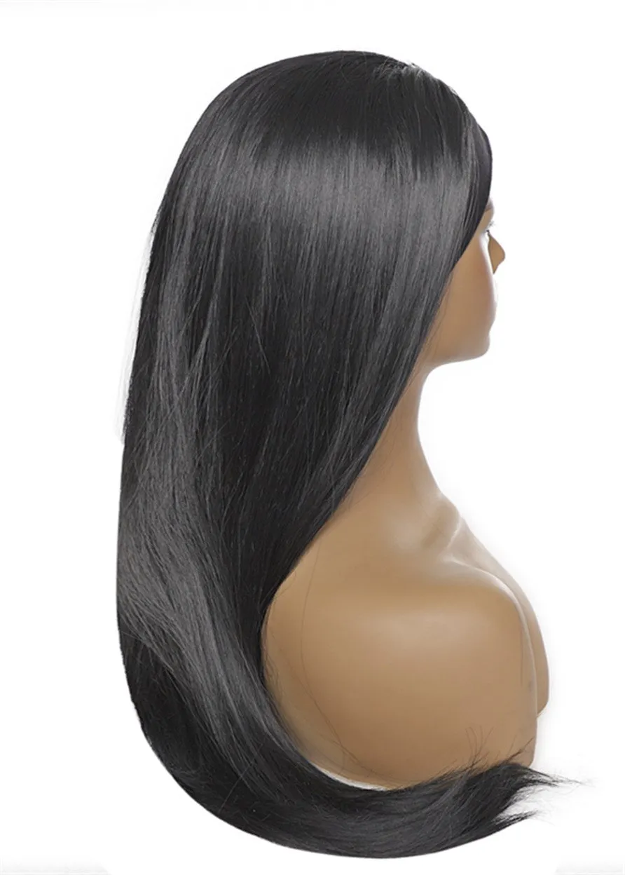 Headband Wig Natural Straight Synthetic Hair Wigs With Bang For Black Women