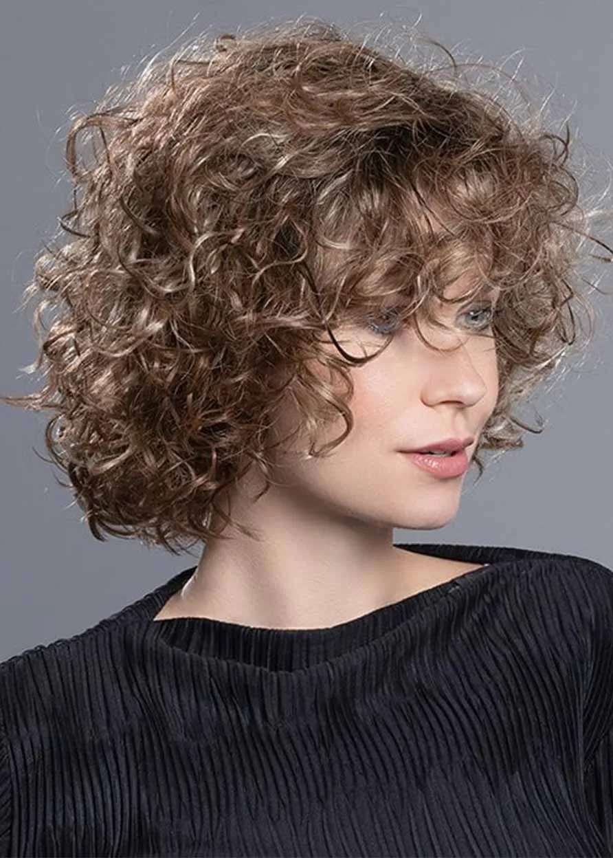 Amazingly Realistic Style Women's Medium Bounce Curly Synthetic Hair Capless Wigs 14Inches