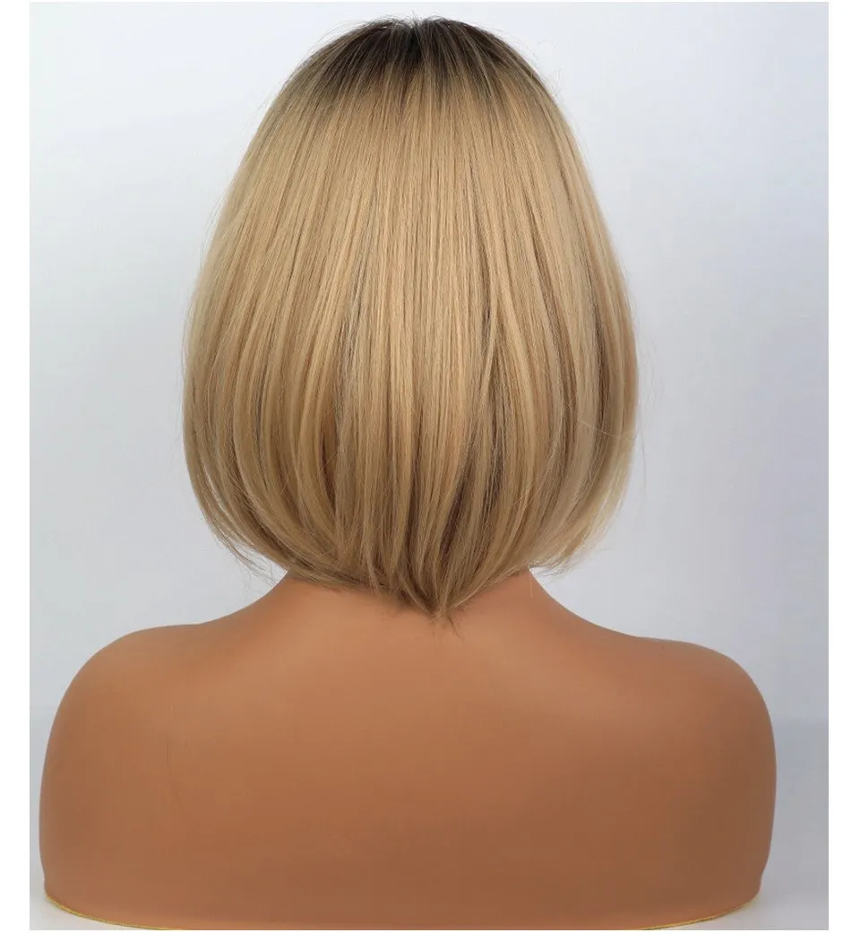 Medium Bob Style Synthetic Hair Natural Straight Wig 14 Inches