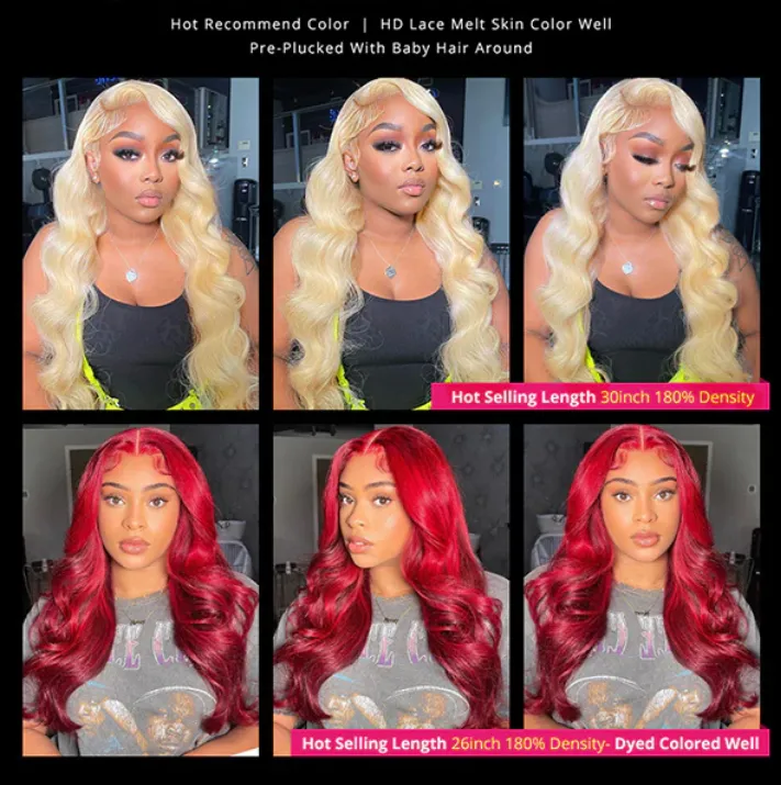 30 Inch Blonde Body Wave Glueless HD Lace Front Wig 613 Transparent Frontal Wig 13x4 Human Hair Wigs