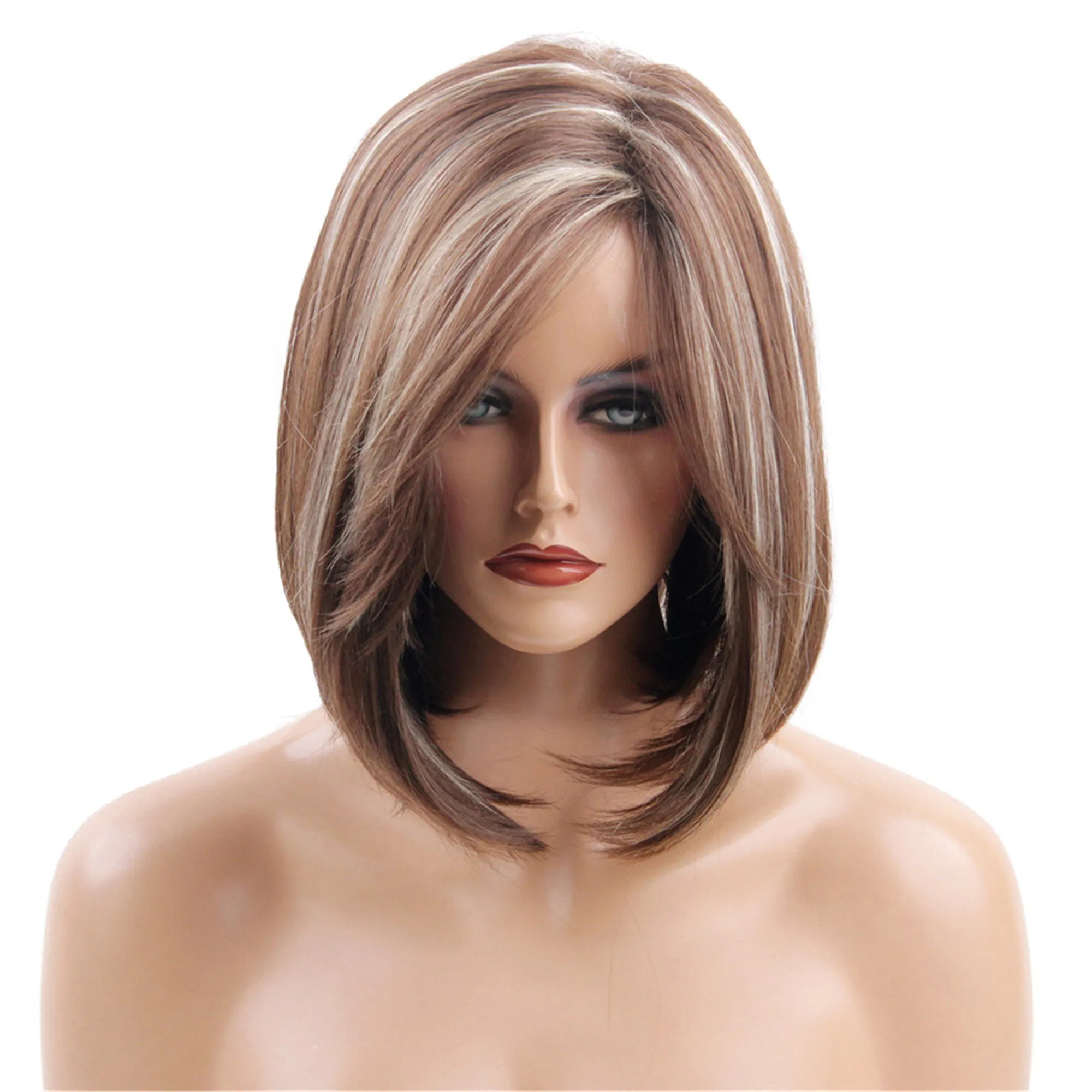 Shoulder Length Bob Style Synthetic Capless Women Wigs