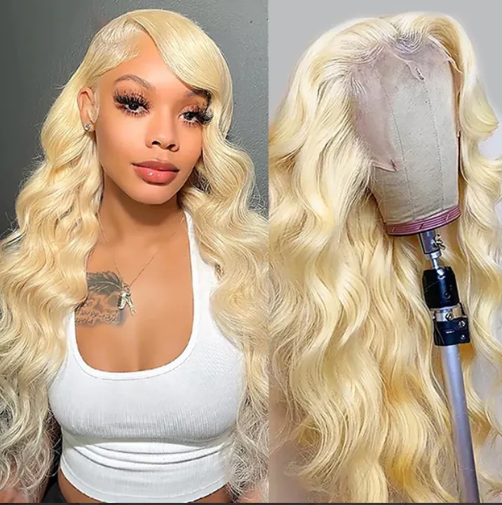 30 Inch Blonde Body Wave Glueless HD Lace Front Wig 613 Transparent Frontal Wig 13x4 Human Hair Wigs