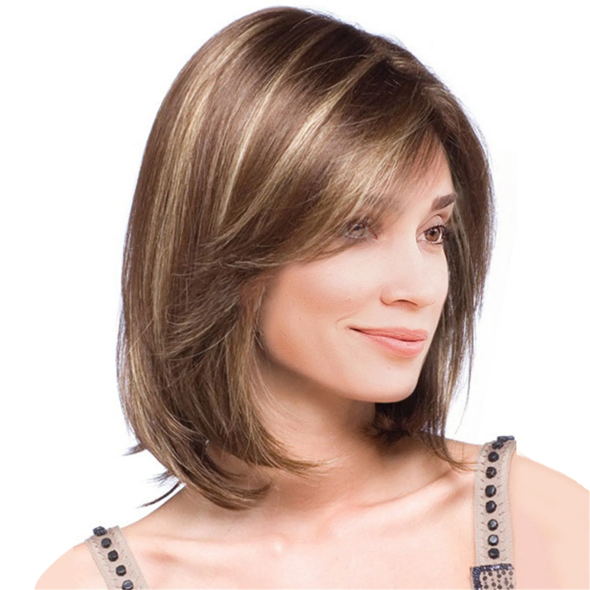 Shoulder Length Bob Style Synthetic Capless Women Wigs