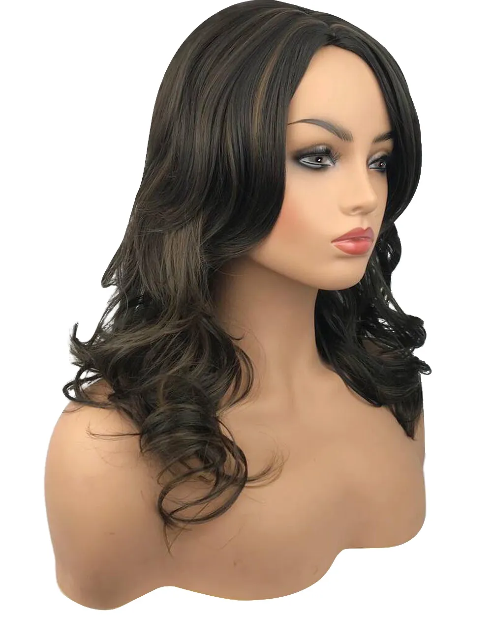 Balayage Hair Cut Medium Bob Wavy Synthetic Hair Women Wig