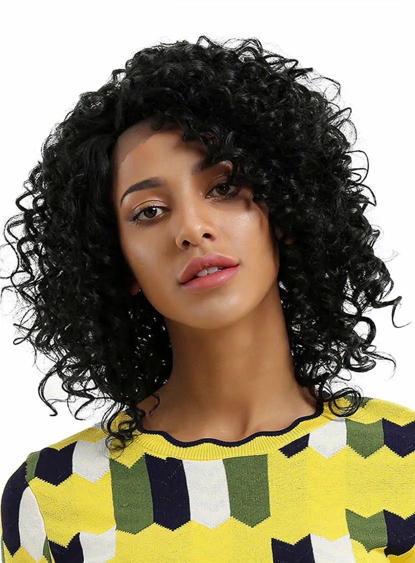 Kinky Curly Synthetic Hair 12 Inches Mid-Length Wigs