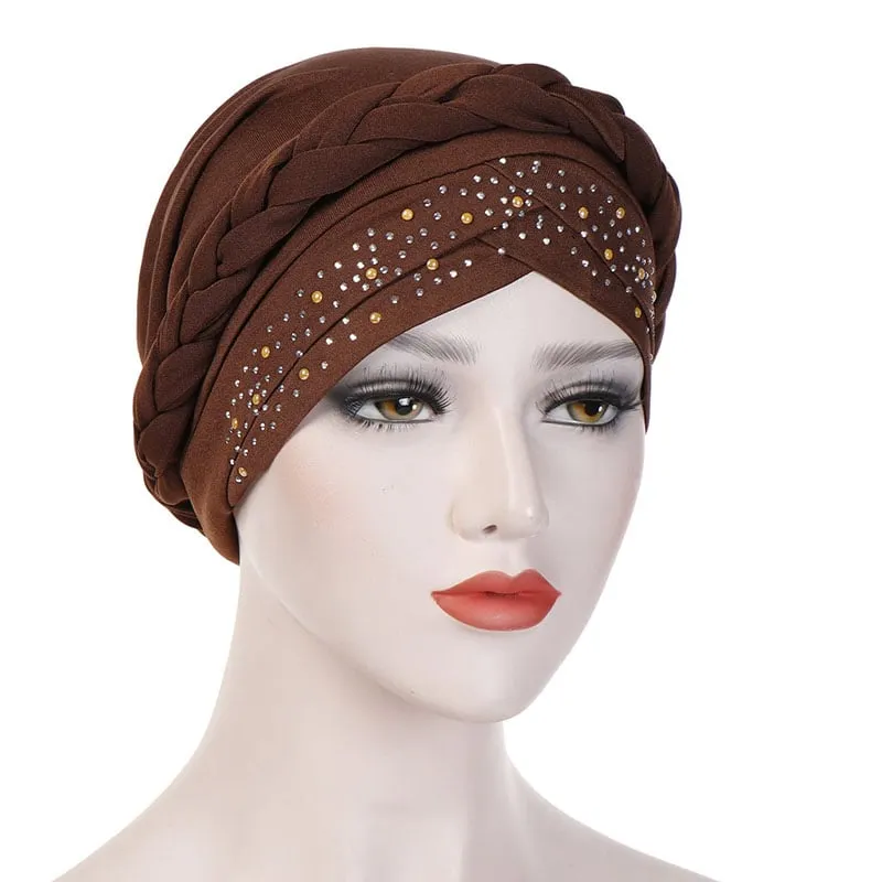 Paillette Pure Colour Turban For Women