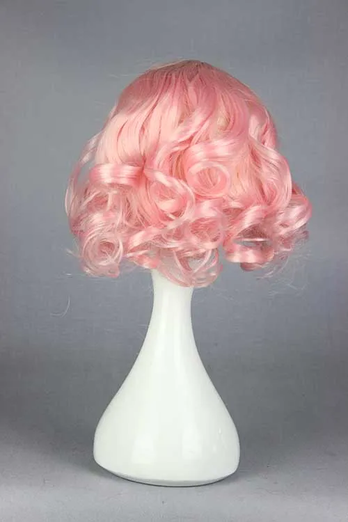 Adorable Lolita Pink Short Curly Cosplay Wig