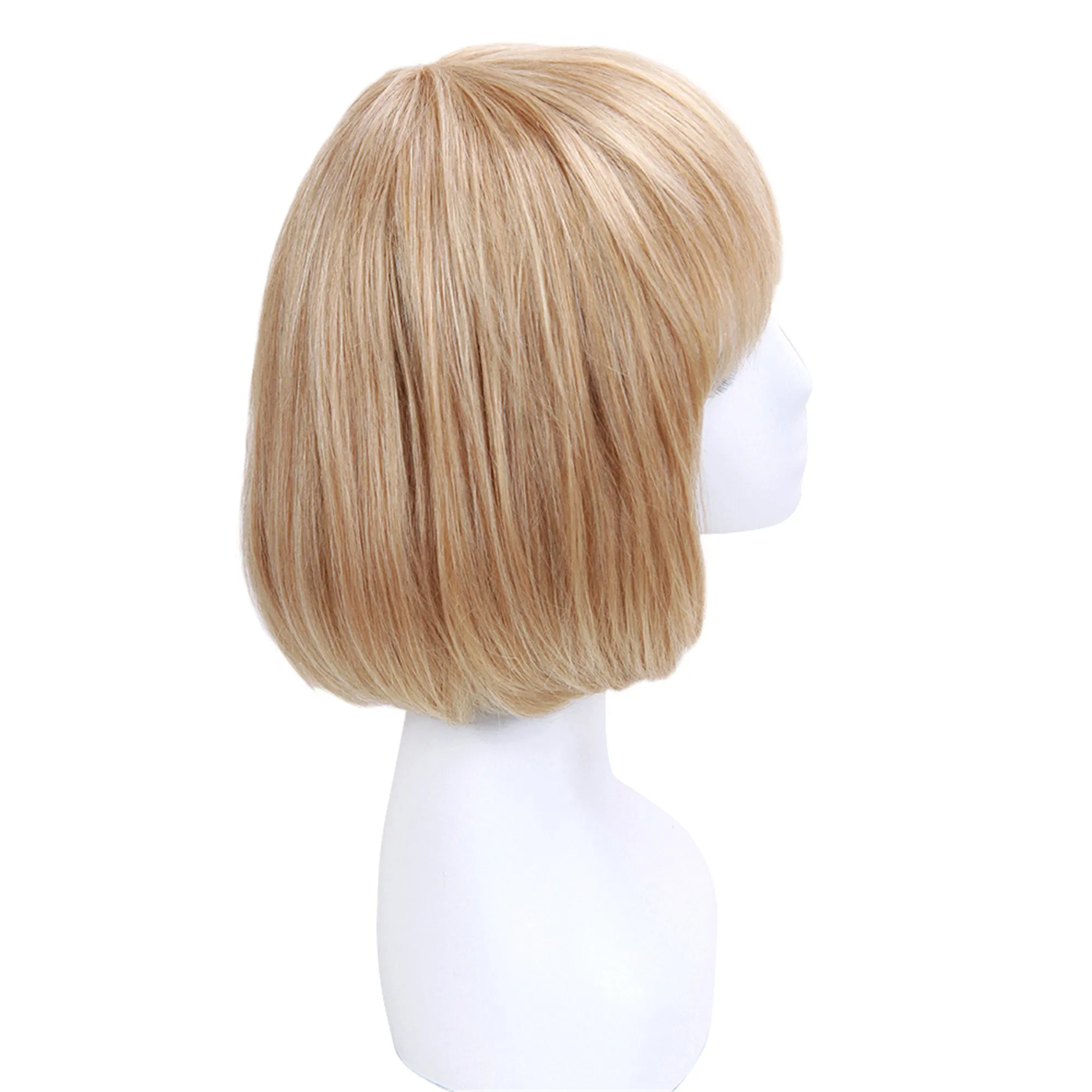 Bobstyle Shoulder Lenght Choppy Bang Capless Human Hair Blend Wigs