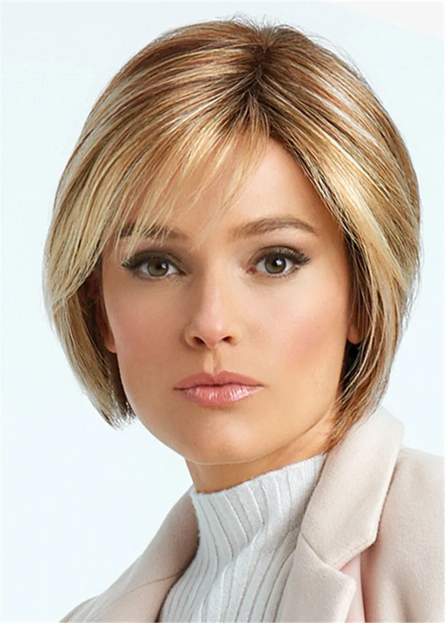 Short Bob Hair Cut Synthetic Hair Lace Front Wig 12 Inches